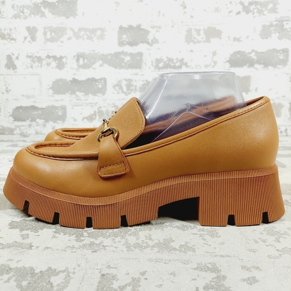 BCBGeneration Shoes - New BCBGeneration Raylin Brown Leather Chunky Sole Slip On Loafers O690